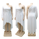 Nina Parker Dresses plus Size Fashion One Shoulder Loose Long Sleeve Dress