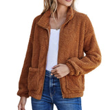 Women Sherpa Jacket Autumn and Winter Double-Sided Velvet Plush Top Women's Fashion Sweater Coat