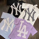 Yankees Spring and Summer Short Sleeve Letter Full Printed T-shirt Fashion Brand Men and Women