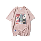 Men's T-shirt Summer Cartoon Cat Printing Fashion Brand Crew Neck Casual Tee Short Sleeve T-shirt