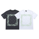 We11done T Shirt Leaf Album Frame Printing Loose Men's and Women's round Neck Short Sleeve Cotton