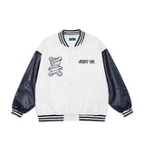 Letterman Jacket Outfit Senior Jackets Varsity Baseball Coat Cartoon Bear Embroidery Baseball Uniform Men's Loose Collar Jacket