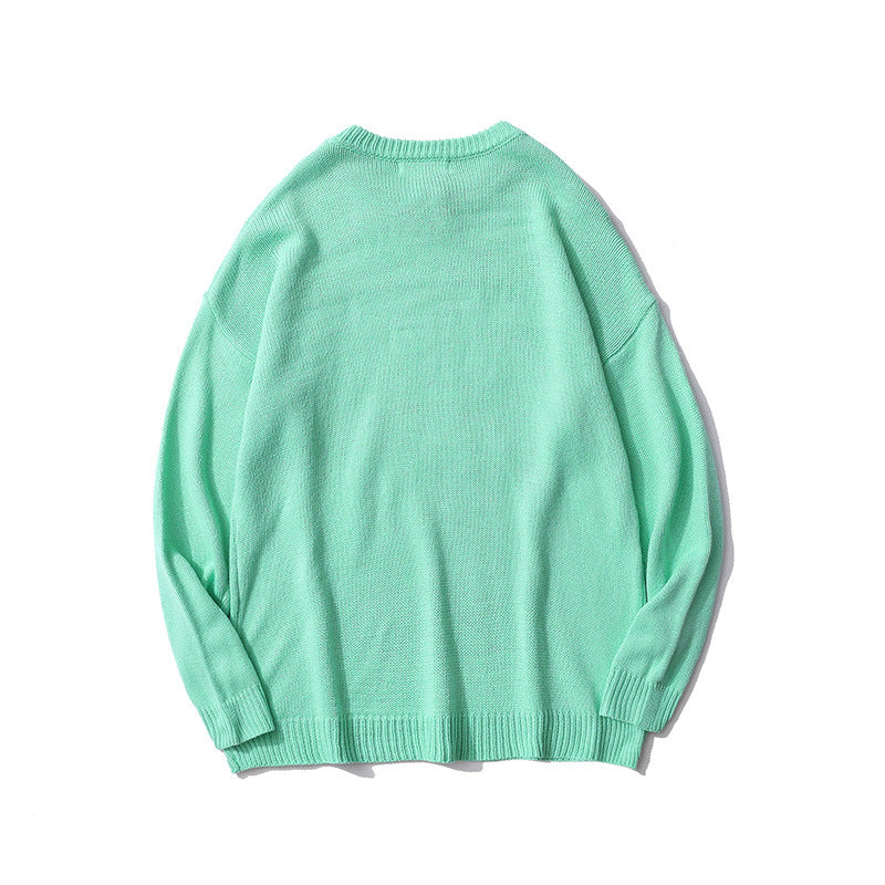 Dinosaur Sweaters Embroidered Crew Neck Bottoming Sweater