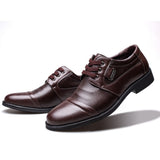 Indo Western Shoes Spring Men's Casual Leather Shoes Lace-up Litchi Leather Shoes