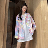 Spray Painted Jacket Colorful Coat Women's Autumn Loose Retro Jacket Top