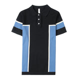 Men Polo Shirts Lapel Knitted Short-Sleeved T-shirt
