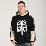 Skeleton Hoodie Autumn and Winter New Bone Skull Print Velvet Padded Hooded Sweatshirt