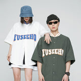 Varsity Shirts for Men Baseball Shirts Letters Printed Summer Retro Fashion Short Sleeve Shirt