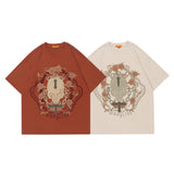 Man Tees Skull Rose Design Short Sleeve T-shirt