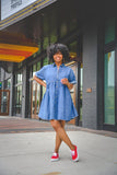 Women Denim Dresses Short Sleeve Slim Dress