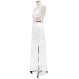 Women Lace Wedding Dress Summer Pure Color Temperament Printed Short Lace