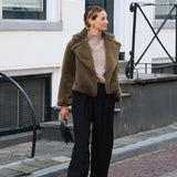 Women Sherpa Jacket Autumn and Winter Imitation Leather Fox Fur Cardigan Plush Leather Coat Rabbit Fur Shirt