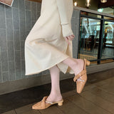 Nude Pumps Block Heel Vintage High Heels