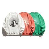 Man Fall Winter Outfis Winter Printing Brushed Hoody Male and Female Trendy Brand Wind Loose Casual Top