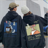 Tom And Jerry Hoodie Spring Fleece-Lined Loose Hooded Top