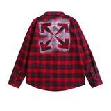 Off White Sweatshirt Long Sleeve Autumn Shirt Autumn and Winter Graffiti Micro-Profile Woven Plaid Shirt