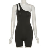 Summer Women's Clothing Sexy One-Shoulder Backless High Waist Tight Casual Sports One-Piece Shorts