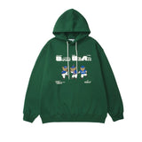 Man Fall Winter Outfis Winter Cartoon Baseball Bear Printed Thickening Hooded Loose Top