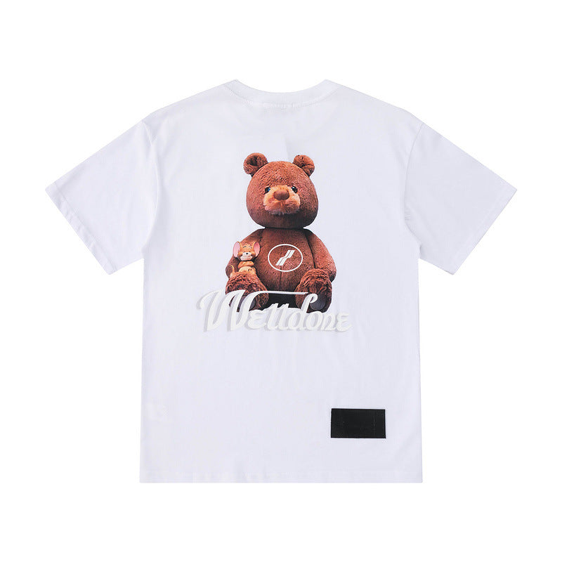 We11done T Shirt Teddy Bear Printed Loose Men's and Women's round Neck Short Sleeve Cotton
