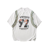Men's T-shirt Sports Summer High Street Loose Contrast Color Vest Letter Print Paisley Short Sleeve T-shirt for Men