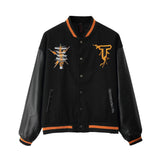 Letterman Jacket Outfit Senior Jackets Varsity Baseball Coat Cat Baseball Uniform Men's Stand Collar Jacket