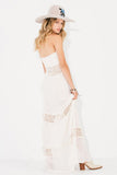 Tube Top Embroidered Flower Hollow Stitching Dress