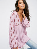 Women Dresses Spring/Summer Embroidery Embroidery Panhua V-neck Flared Sleeves Dress