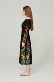 Spring Greek Sea Vacation Style off-the-Shoulder Embroidered Flower Split Dress