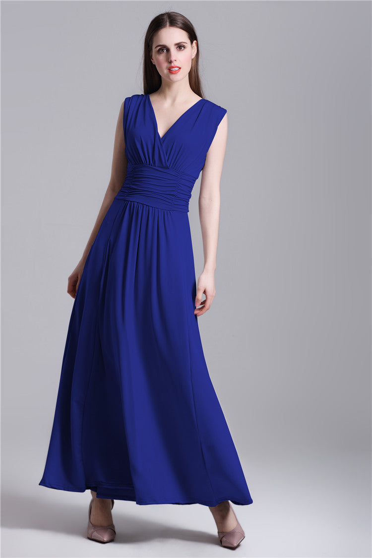 Women Plus Size Maxi Dresses Corset V Collar Sleeveless Sexy Backless Dress