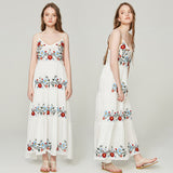 Women Dresses Embroidered Suspender Dress Long Dress