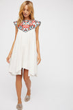 Summer Embroidered Floral Loose Backless Shirt Dress
