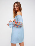Embroidered Lace Lotus Leaf Dress