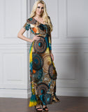 Women Plus Size Maxi Dresses Summer Muslim Short Sleeve Ruffled Long Dress