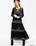 Women Dresses Flower Lace-up Dress Long Dress