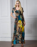 Women Plus Size Maxi Dresses Summer Muslim Short Sleeve Ruffled Long Dress