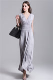 Women Plus Size Maxi Dresses Corset V Collar Sleeveless Sexy Backless Dress