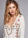 Women Dresses Long Sleeve Embroidered Dress