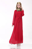 Women Plus Size Maxi Dresses Solid Color with Belt Maxi Dress