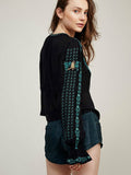 Embroidered Floral V-neck Flared Sleeve Shirt