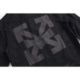 Off White Winter Coat Spring and Autumn Black Arrow Pattern Denim Jacket