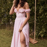 Women Summer Dresses Midi Dress Women Floral off-the-Shoulder Tube Top Long Dress Dress