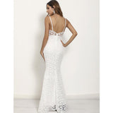 Women Lace Wedding Dress Sexy V-neck Lace Camisole Gown Long Dress