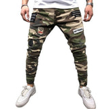 J Shaped Jeans Men's Jeans Badge Stretch Slim Fit Skinny Elastic Foot Mouth Camouflage Skinny Pants