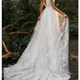 Women Lace Wedding Dress Women's White Sleeveless Long Wedding Dress Mid-Waist Evening Dress