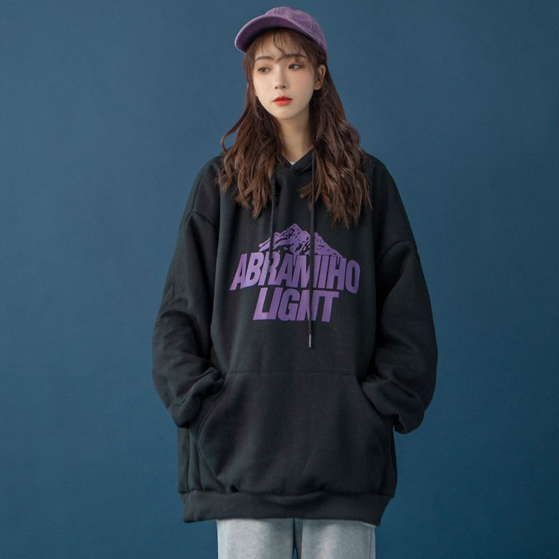 Slogan Graphic Hoodie Loose Long Sleeve Top