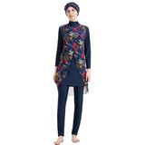 Burkini Muslim Swimwear Conservative Printed Sunscreen Detachable Four-Piece Swimsuit