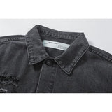 Arrow Denim Jacket Jean Coat Letter Arrow Washed Distressed Unisex Denim Jacket Coat Owt