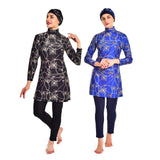 Burkini Swimwear Muslim Fashion Outfits Printed Plus Size Conservative with Hat Plus Size Women Swimsuit