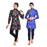 Burkini Swimwear Muslim Fashion Outfits Printed Plus Size Conservative with Hat Plus Size Women Swimsuit