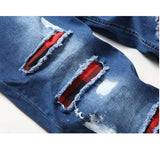 J Shaped Jeans New Men's Jeans Casual Slim Fit Ripped Ankle-Tied Jeans Fashion